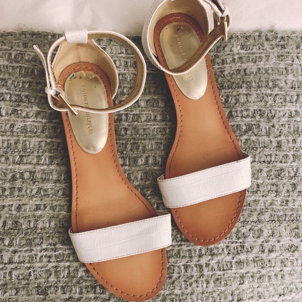 Tommy Hilfiger Sandals. Size 8, color white, condition fair/good.